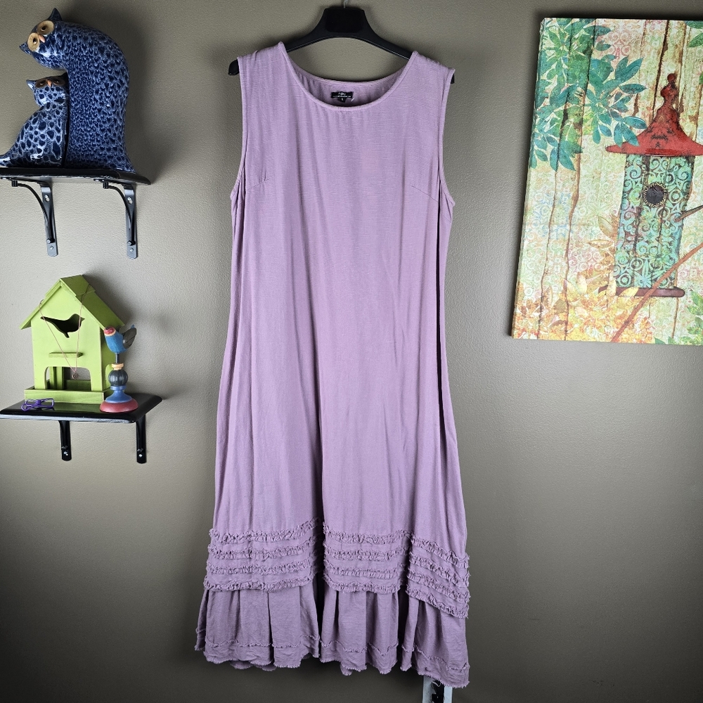 Apu A People United Mauve Sleeveless Boho Shabby Chic Maxi Dress Large - Picture 6 of 16